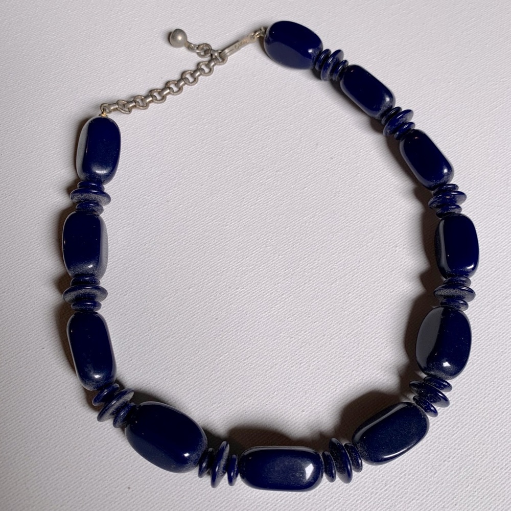 Vintage NAVY BLUE stone choker necklace